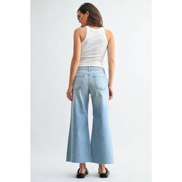 Just Black Wide Leg Flare Crop Jeans