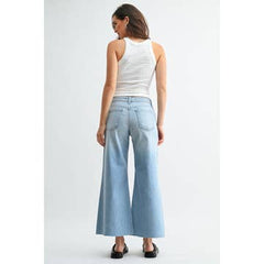 Just Black Wide Leg Flare Crop Jeans