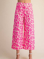 Colette Cropped Wide-Leg Neon Leopard Pants - 2 Colors