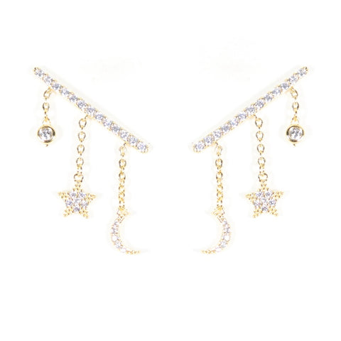 STAR & MOON CLIMBER EARRINGS