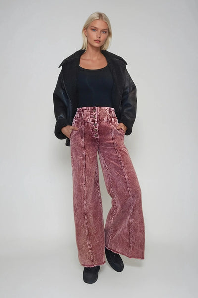 Distressed Corduroy Culotte Pants - 3 Colors