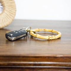 Bamboo Round Keyring