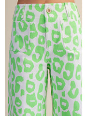 Colette Cropped Wide-Leg Neon Leopard Pants - 2 Colors