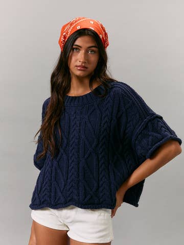 Navy Baby Cable Sweater