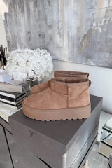 Denver Sherling Platform Booties - Camel