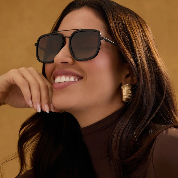 DIFF Jordan Matte Black Black Temple Tips Brown Gradient Polarized Sunglasses