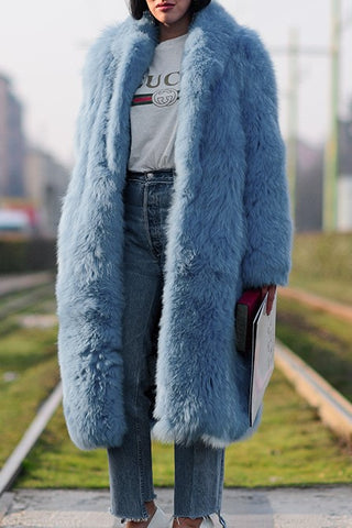 Briley Fluffy Faux Fur Long Jacket Trench Coat
