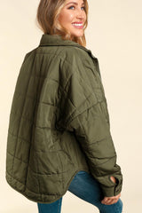 Olive Quilted Puffer Jacket