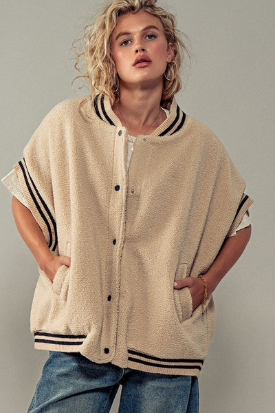 Varsity Oversized Sherpa Vest - 2 Colors