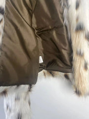 Spotty Soft Animal Print Faux Fur Thick Coat