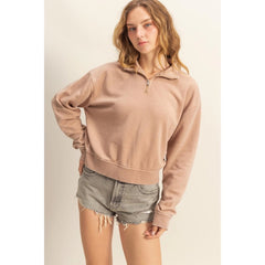 Posie Half Zip Up Terry Sweatshirt-2 Colors