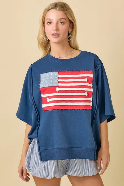 American Flag Patchwork Top