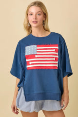 American Flag Patchwork Top