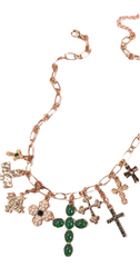 Emerald Cross Charm Necklace