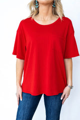 Seeing Red Ribbed Top