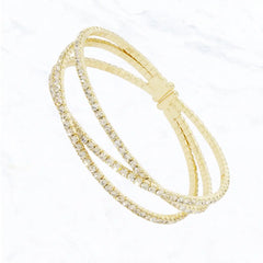 Triple Row Crystal Bangle Bracelet