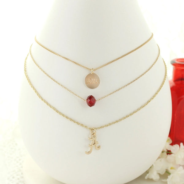 Alabama Matte Gold Logo Trio Necklace Set