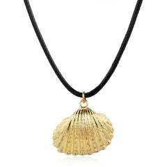 Shell Necklace On Black Rope-3 Options