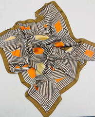 Abstract Print Scarf-Orange/Brown