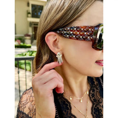 Ghost Pave Fringe Earrings in White