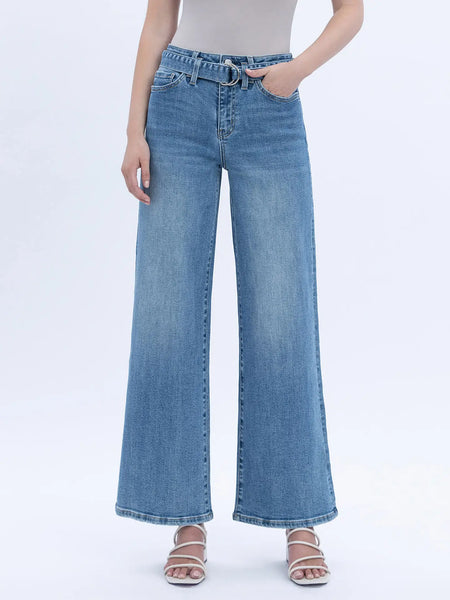 Lovervet - Self Belted Super High Rise Wide Leg Jeans