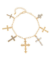 Pave Cross Charm Bracelet