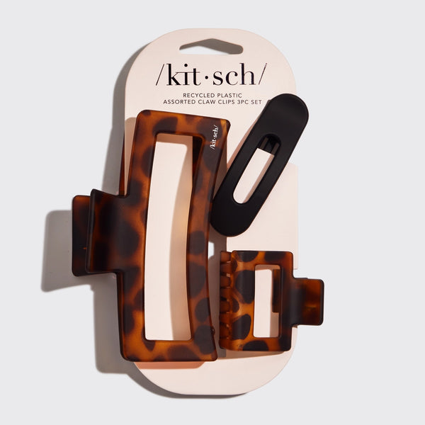 Kitsch Recycled Plastic Assorted Claw Clips- Rectangle Open Shape