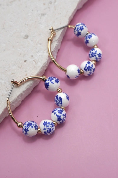 Chinoiserie Porcelain Hoop Earrings