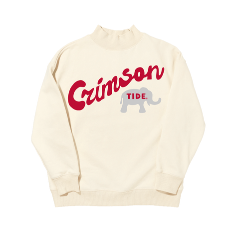 Campus Collection Mock Neck Sweatshirt - Crimson Tide Elephant