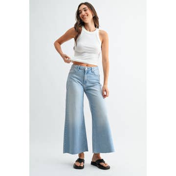 Just Black Wide Leg Flare Crop Jeans