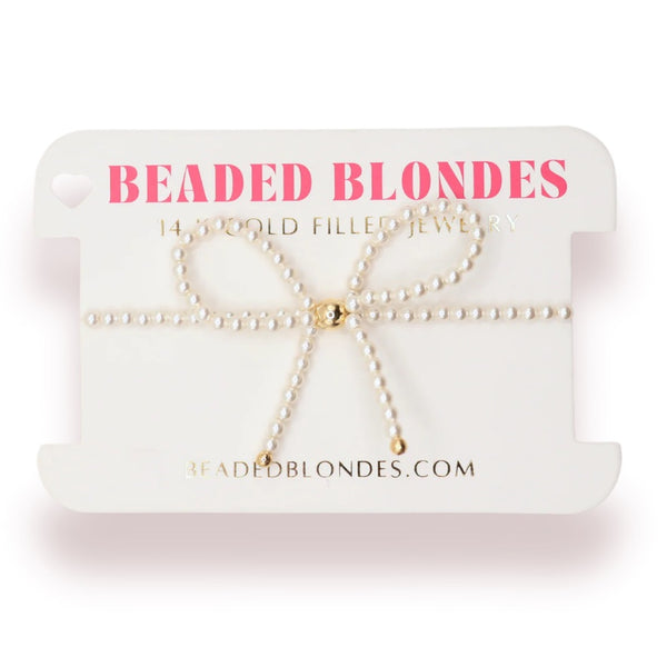 Beaded Blondes Pearl Bow Bracelet