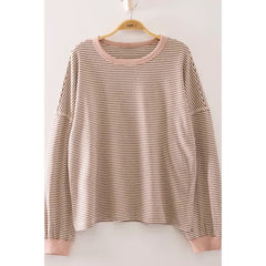 Vintage Stripe Contrast Trim Pullover - 4 Colors