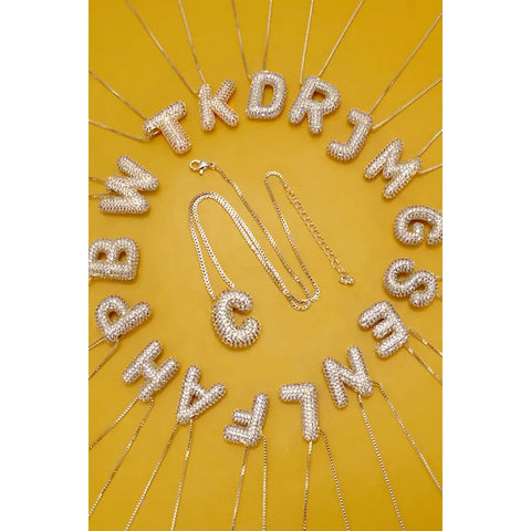 Initial Pave Balloon Necklaces
