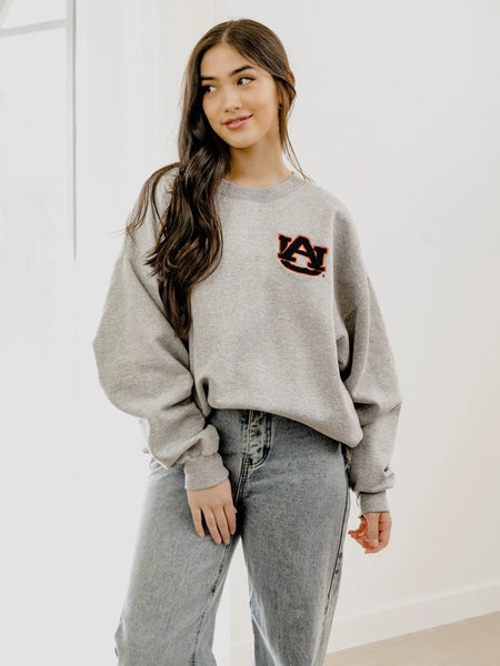 Auburn Tigers Chenille Patch Licensed Gray Sweatshirt