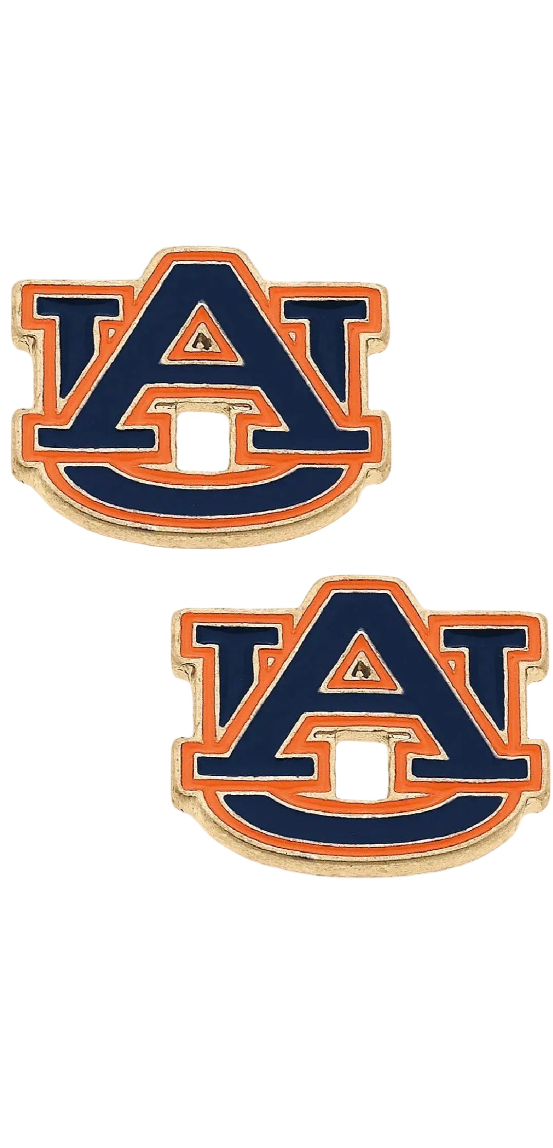 Auburn Tigers Enamel Logo Stud Earrings in Shiny Gold