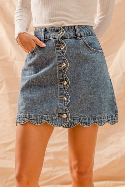 Felicity Scalloped Denim Skirt