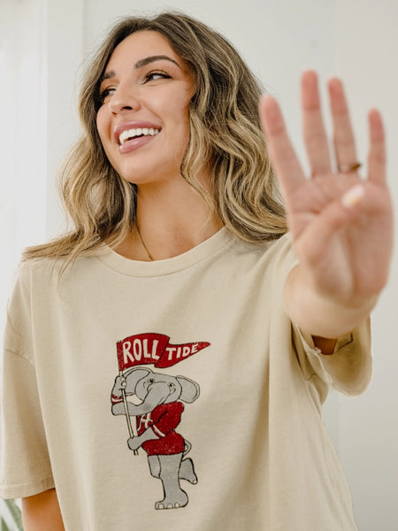 Alabama Crimson Tide Mascot Flag Thrifted Tee