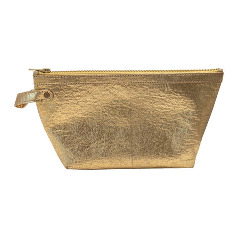 Gilded Recycled Leather Zip Pouch