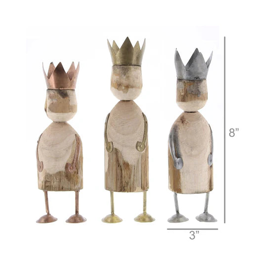 Wise Men, Wood & Metal - Set of 3