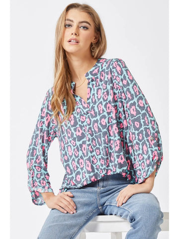 Dear Scarlett-Wrinkle Free Tunic Top with A Poncho Like Body-Hot Pink