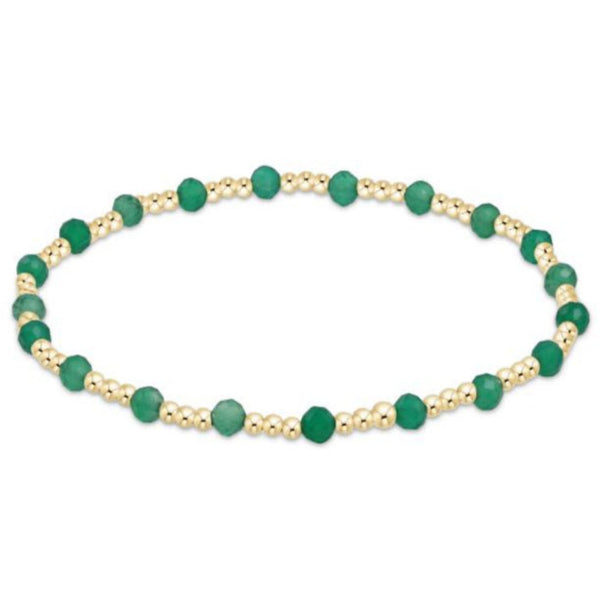 enewton 7.25" extends - Gemstone Gold Sincerity Pattern 3mm Bead Bracelet - Green Onyx