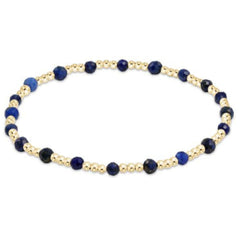 enewton 7.25" extends - Gemstone Gold Sincerity Pattern 3mm Bead Bracelet - Lapis