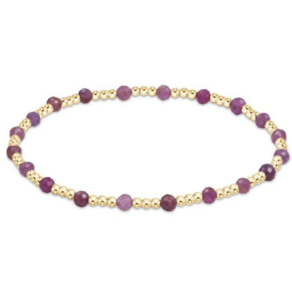 enewton 7.25" extends - Gemstone Gold Sincerity Pattern 3mm Bead Bracelet - Ruby