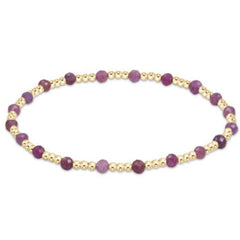 enewton 7.25" extends - Gemstone Gold Sincerity Pattern 3mm Bead Bracelet - Ruby