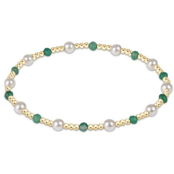 enewton 7.25" Extends - Pearl Sincerity Pattern 4mm Bead Bracelet - Green Onyx