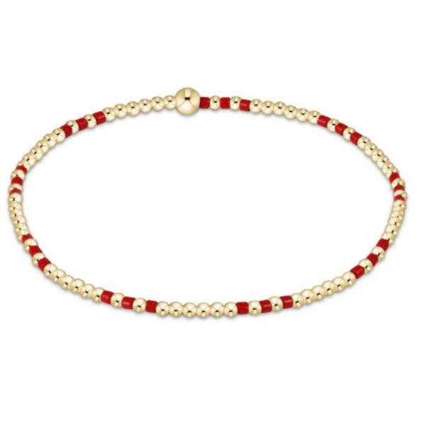 enewton Gameday Hope Joy Pattern 2mm Bead Bracelet - Bright Red