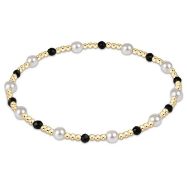 enewton 7.25" Extends - Pearl Sincerity Pattern 4mm Bead Bracelet - Faceted Onyx
