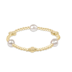 enewton 6.25" Signature Cross Admire Pearl Pattern 3mm Bead Bracelet - Gold