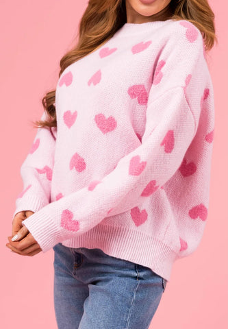 Oversized All Over Hearts Sweater