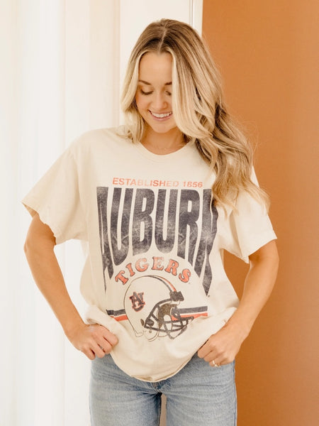Auburn Tigers Established Date Helmet Thrifted Tee